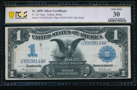 Fr. 233 1899 $1  Silver Certificate  PCGS 30 U70538144U